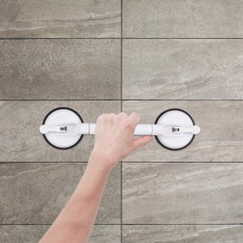 Relaxdays Extendable Suction Grab Handle, Bathroom Rail for Bath & Shower, 70 kg, for The Elderly, 45-57.5 cm, White