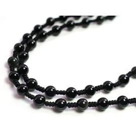 [shylph - Sylph] Obsidian Chain 6mm (45cm) Obsidian Handmade Pendant Cord Adjustable Length, Stone, Cotton