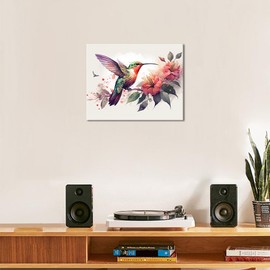 TFIAVSIN Paint by Numbers for Adults Beginner, Colorful Humming Bird Paint by Numbers Kits Animal Adult Paint by Number Color by Number Kits Home Wall Decoration, 16x20 Inch(Frameless)