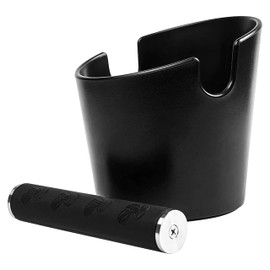 Coffee Knock Box for Espresso – 4.9-Inch Grounds Bin with Removable Metal Knock Bar, Shock-Absorbent, Non-Slip Base – Black Coffee Waste Container for Barista Use