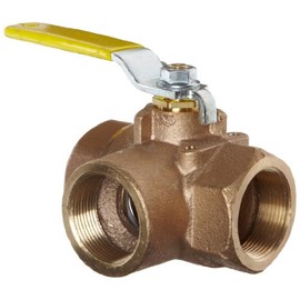 Apollo 70-600 Series Bronze Ball Valve, Two Piece, 3-Port Diverting, Lever, 1/2" NPT Female
