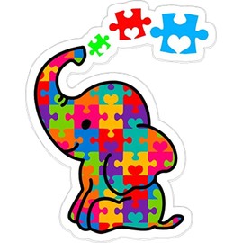 2pcs Autism Awareness Elephant 5 inch Vinyl Sticker | Decal for Laptop, Window, Door, Shop