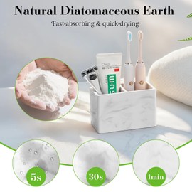 Luxspire Toothbrush Holder, Fast Drying Tooth Brush Holder for Bathroom, Diatomite Electric Tooth Brush and Toothpaste Organizer for Bathroom Kitchen Vanity Countertop, Marble White