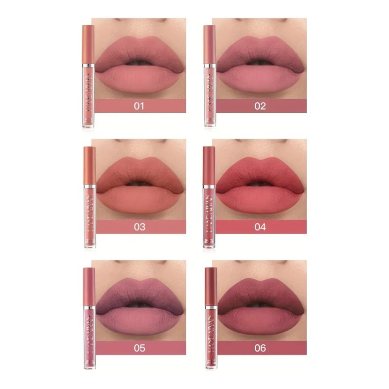 Set 6 Labiales Líquidos Mate Handaiyan Light Coral Verde Oscuro