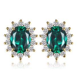 JewelryPalace Princess Diana Kate Middleton Gemstone Amethyst Citrine Garnet Peridot Topaz Sapphire Ruby Emerald Stud Earrings Silver 925 Women's Jewellery Set Women Earrings Silver Girls Rose Gold