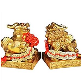 Pixiu Cucumber Male and Female Set, 1 Pair, Copper Feng Shui Figurine, Interior Decoration, Amulet, Set of 2, Increase Luck, Feng Shui Item, Good Luck, Money, Gambling Luck, Good Luck, Thank You, New Year, Gift, Includes Bonus Five Empowerment Coins