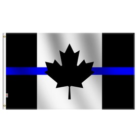 Rhungift Thin Blue Line Canada Flag 3x5 Ft,Quadruple Stitched Fly End-Honoring Law Enforcement Officers Black Candian ThinBlue Police Flags 36X60inch