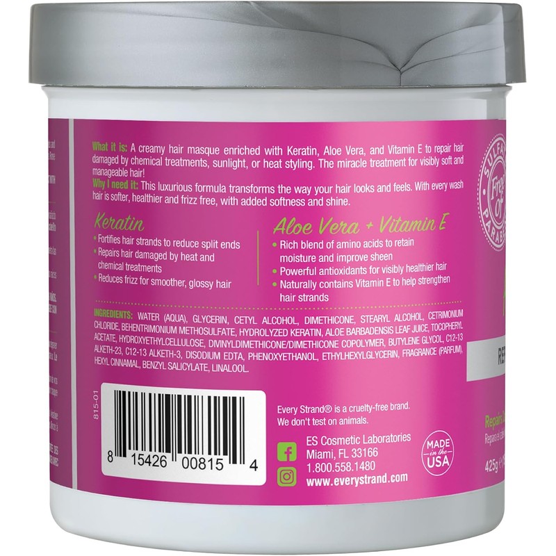 Every Strand Mascarilla para Cabello de Keratina y Aloe Vera