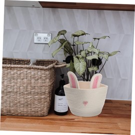 FUNOMOCYA Rabbit Ear Rope Storage Basket Multi Use Tiny Table Basket for Home Organization for Living Bedroom Bathroom Decor