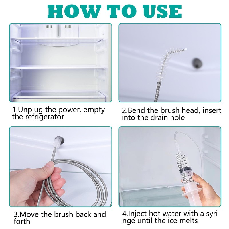 14 Pcs Fridge Drain Hole Cleaning Tool Kit,Cleaning Brush Tool