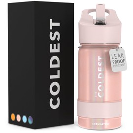 Coldest Sports Water Bottle with Straw Lid Vacuum Insulated Stainless Steel Metal Thermos Bottles Reusable Leak Proof Flask for Sports Gym (24 oz, Forever Pink Glitter)