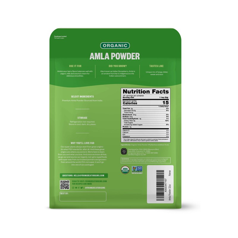 FGO Organic Amla Powder, 2 Pound / 32oz, USDA Organic