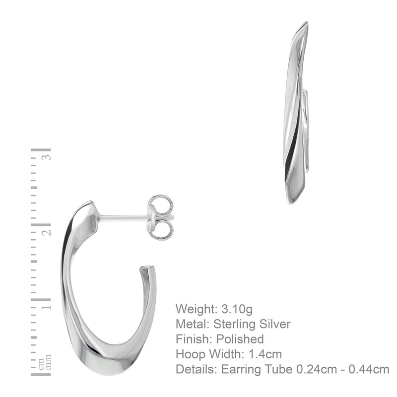 Tuscany Silver Oval Offset Creole Earrings