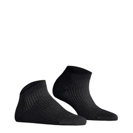 FALKE Women's Shiny Trainer Socks Breathable Viscose Short Plain 1 Pair, Black 3000., 39 - 42