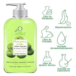 VIVONATURAL Jabón Líquido Para Manos Y Cuerpo Manzana Americana 480ml