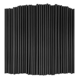 KTOJOY Disposable Drinking Plastic Straws, 8.26" Long, 0.23'' Diameter, Black, 300 Count