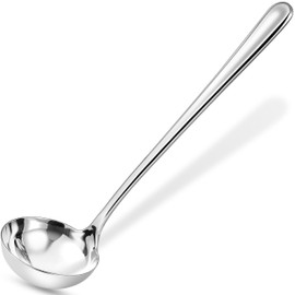 KEAWELL Premium 11" Verona Ladle, 18/10 Stainless Steel, Heavy-Duty with Deep Bowl, High-Polished Finish, Ergonomic Handle for Smooth Pouring, Dishwasher Safe (1, 11" Soup Ladle)