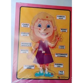 D. Imprehispanica Rompecabezas Bilingüe Niña Con Pija En Madera Didáctico 6pzs