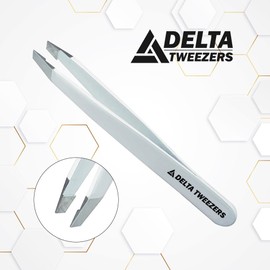 Delta Tweezer Eyebrow Tweezers for Women Facial Hair Pinzas Para Cejas Professional Stainless Steel Ingrown Facial Hair Removal Tweezer Men & Beauty & Personal Care Tools (1, White)