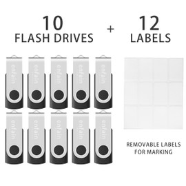 Enfain Professional 10-Pack of 1GB USB 2.0 Flash Drives in Black - Ideal for Efficient Small File Backup and Transfer at Home or Office