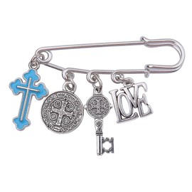 Christian Gifts for Women Men Friends Blue Cross Charm Pin Inspirational Gifts for Christian Friend Sister Brother Cross Brooch I Love You Gifts for Her Him Girlfriend Boyfriend Long Distance