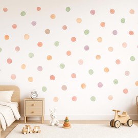 Set of 72 Children's Decorative Vinyl Wall Stickers, Decoration for Baby Room, 72 Polka Dots Stickers for Boys or Girls Room, Easy Application (Multicolor)