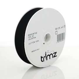 Inastri 25/5/5 mm Cotton Bias Binding, Black