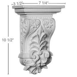 Ekena Millwork COR07X04X11NA 7 1/4" W X 3 1/2" D X 10 1/2" H Nadia Corbel, White