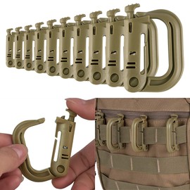 IronSeals 10 Pack Multipurpose D-Ring Grimloc Locking for Molle Webbing Tactical Bag with Drawstring Pouch