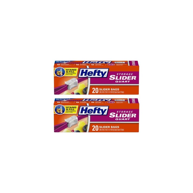 Hefty Slider Bags, Quart, 20 CT