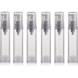 12PCS 10ML / 0.34oz Transparent Small Ounce Empty PS Plastic Airless Vacuum Pump Press Bottle Jar Pot Vial Container For Cosmetic Makeup Serums Cream