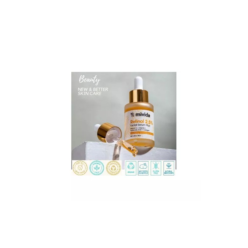 Mivida Suero Retinol 2.5% Cara Hialurónico Vitamina C Coláge