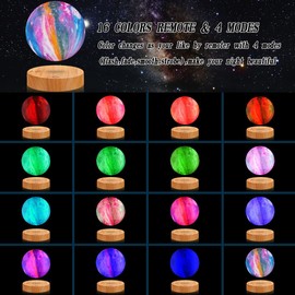 VGAzer Levitating Moon Lamp,Floating and Spinning in Air Freely with 3D Printing LED Moon Light Has 16 Colors 20 Modes for Unique Christmas Gifts,Room Decor (16 Colors Galaxy Moon)