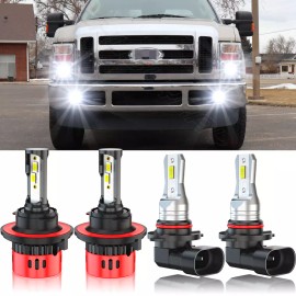 CHUSYYRAY For Ford F250 F350 F450 2005-2019 - 6X 6000K White LED Headlight Fog Light Bulbs