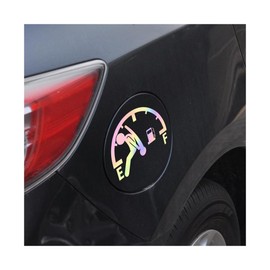 Norkmdi 2PCS Funny Car Fuel Tank Cap Stickers, Waterproof Reflective Vehicle Vinyl High Gas Consumption Decal, Automotive Exterior Fuel Gage Empty Sign, Universal for SUV, Truck, RV (Laser)