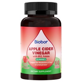 Biobor Apple Cider Vinegar Gummies 1000 mg with Vitamin B12, ACV Gummies for Women Support The Metabolism of Fats and Carbohydrates, Vegan, GMO Free, Gluten Free (120 Count)