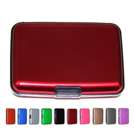 Aluminum RFID Blocking Credit Card Holder for Men & Women, Cool Slim Metal Business Card Case (Red)