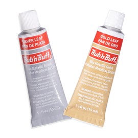 AMACO Rub n Buff Wax Metallic Finish 2 Color Kit - Gold Leaf and Silver Leaf Rub n Buff 15ml Tubes - Versatile Gilding Wax for Finishing Antiquing and Restoration - Set of 2 Rub and Buff Colors