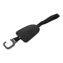 Partuto 1 Pcs Universal Car Seat Headrest Hook for Most Car, SUV, Truck Car Seat Back Organizer Hooks Sturdy Faux Leather Metal Black 10.63"x2.6"