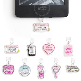 Kaciola 9 Pack Charms for Kindle, Sweet Lit Girl Dust Plug Charm Type C for E-Reader Paper White 11th, Dust Plug Accessories for Women, Compatible with TypeC/USB C Charging Ports (Sweet Lit Girl)