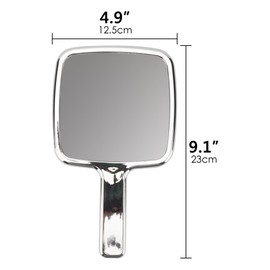 BUNCHBRAVO Compact Hand Mirror - Water Ripple Design, Square Handheld Vanity Mirror for Makeup and Styling, 5.1 x 9 Inches, Silver