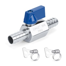 PEX Ball Valve - 7/16", 304 Stainless Steel Double Barbed Ball Valve, High Temperature & Pressure Resistance, Corrosion-Proof for Water, Oil, Gas, Industrial/Home Plumbing & Irrigation Systems 12*12mm