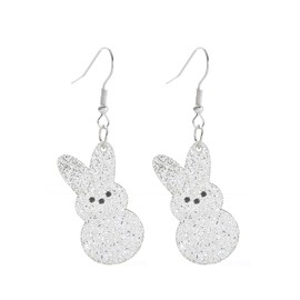 Shining Colorful Easter Rabbit Resin Acrylic Dangle Earrings for Women Jewelry(C)