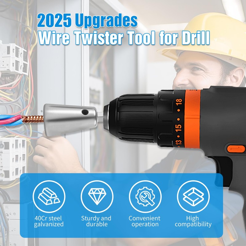Wire Twister Tool for Drill, 2025 Upgrades Wire Nut Twister