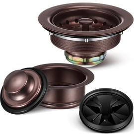 Zonon 5 Pcs 3-1/2 Inch Kitchen Sink Drain Strainer Assembly with Sink Garbage Disposal Flange and Stopper, Splash Guard Stainless Steel Replacement Accessories Kit (Oil Rubbed Bronze)