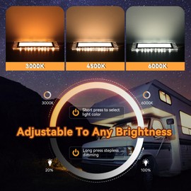 BlueFire Upgrade 1800LM Bright LED RV Light Interior, 3 Color Temperatures,8 Multi-Color Side Lights, RV Ceiling Dome Lights for RV Camper Van Motorhome Boat Trailers (Multicolor-4Pack)