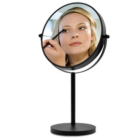 owosald 9" Tabletop Mirror with 1X/10X Magnification, Black, 360° Rotatable Makeup Mirror for Teenagers, Beauty, Grooming and Skincare