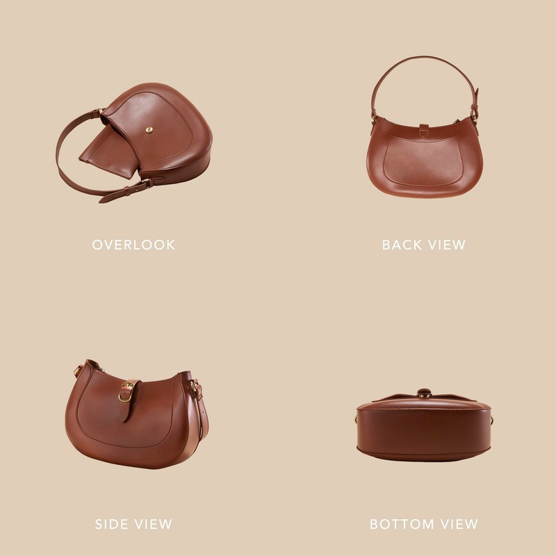 Vintage Vegan Leather Shoulder Bag (Brown)