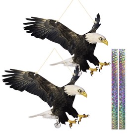 Flat Fake Hawk to Keep Pigeon Away, 2Pcs Plastic Hawk to Scare Pigeon Away from Porch Patio Balcony, Pigeon Scare Devices with Reflective Tape, Garden Hawk to Scare Woodpecker Squirrel for Outdoor