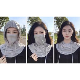 Women's UV Protection Cooling Hooded Neck Guard Face Sun Shield for Hiking Outdoor Activities Hooded Neck Guard Dark Gray 2ea